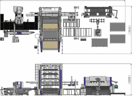 圖3 數(shù)控沖床自動分揀·折彎機(jī)器人生產(chǎn)線空間示意圖